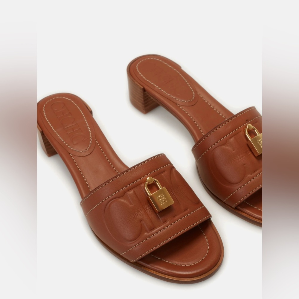Carolina Herrera Factory Locked 45 Leather Slides